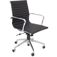 rapidline pu605m executive chair medium back arms chrome frame pu black