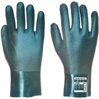 portwest a827 double dipped pvc short gauntlet green xl