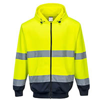 portwest high visibility zipped hoody two-tone large yellow navy