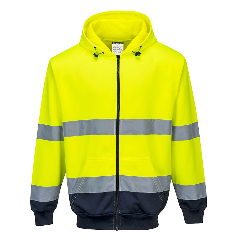 PORTWEST HIGH VISIBILITY ZIPPED HOODY TWO-TONE XXXL YELLOW NAVY |  | 7116378