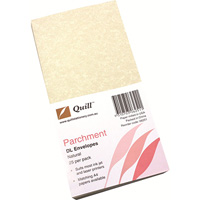 quill dl parchment envelopes plainface strip seal 90gsm 110 x 220mm natural pack 25