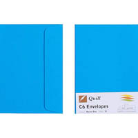 quill c6 coloured envelopes plainface strip seal 80gsm 114 x 162mm marine blue pack 25