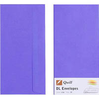 quill dl coloured envelopes plainface strip seal 80gsm 110 x 220mm lilac pack 25