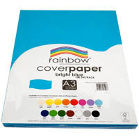 rainbow cover paper 125gsm a3 bright blue pack 100