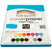 rainbow cover paper 125gsm a4 bright blue pack 100