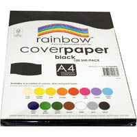 rainbow cover paper 125gsm a4 black pack 100