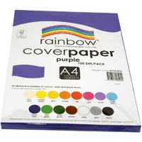 rainbow cover paper 125gsm a4 purple pack 100