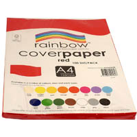 rainbow cover paper 125gsm a4 red pack 100
