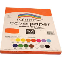 rainbow cover paper 125gsm a4 saffron orange pack 100