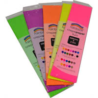 rainbow crepe paper 500mm x 2.5m fluro assorted pack 5