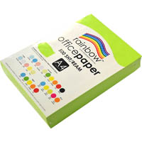 rainbow coloured a4 copy paper 75gsm 500 sheets fluro green