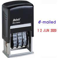 deskmate rp-2441lx self-inking date stamp emailed blue/red