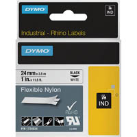 dymo sd1734524 rhino industrial tape flexible nylon 24mm black on white
