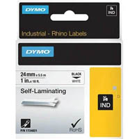 dymo sd1734821 rhino industrial tape self laminating 24mm black on white