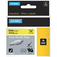 dymo 18052 rhino industrial heat shrink tubing 6mm black on yellow