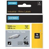 dymo 18054 rhino industrial heat shrink tubing 9mm black on yellow
