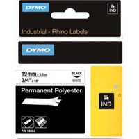 dymo sd18484 rhino industrial tape permanent polyester 19mm black on white