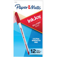 papermate inkjoy 100 ballpoint pens medium red box 12