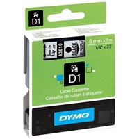 dymo 43610 d1 labelling tape 6mm x 7m black on clear
