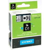 dymo 45803 d1 labelling tape 19mm x 7m black on white