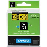 dymo 45808 d1 labelling tape 19mm x 7m black on yellow