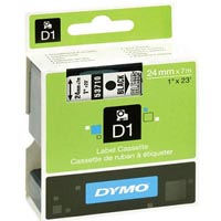 dymo 53710 d1 labelling tape 24mm x 7m black on clear