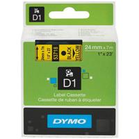 dymo 53718 d1 labelling tape 24mm x 7m black on yellow