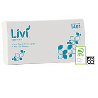 livi essentials extra large hand towel 1-ply 100 sheet 230 x 360mm carton 24
