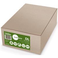 tudor dl envelopes eco 100% recycled wallet windowface strip seal 80gsm 110 x 220mm unbleached box 500