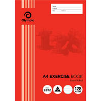 olympic e812 exercise book 8mm ruled 55gsm 128 page a4 red