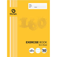 olympic e2816 exercise book 8mm feint ruled 55gsm 160 page 225 x 175mm