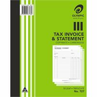 olympic 727 invoice and statement book carbonless triplicate 50 leaf 250 x 200mm