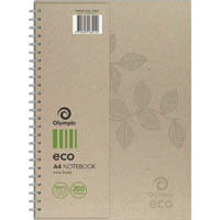 olympic eco recycled notebook 8mm ruled 70gsm 200 page a4 natural