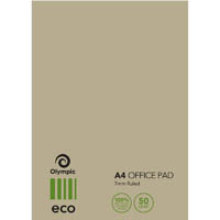 olympic eco 100% recycled office pad 7mm ruled 60gsm 100 page a4 natural