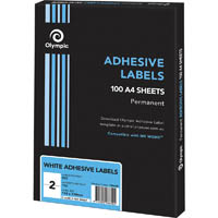 olympic adhesive labels 2up 210 x 148mm white box 100
