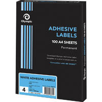 olympic adhesive labels 4up 105 x 148mm white box 100