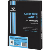 olympic adhesive labels 33up 70 x 25.4mm white box 100