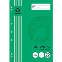 olympic l770 lecture pad 7mm ruled 7 hole 55gsm a4 white pack 10