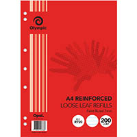 olympic r720 reinforced loose leaf refill 7mm feint ruled 55gsm a4 pack 200