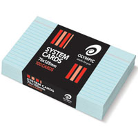 olympic ruled system cards 75 x 125mm blue pack 100