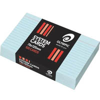 olympic ruled system cards 100 x 150mm blue pack 100
