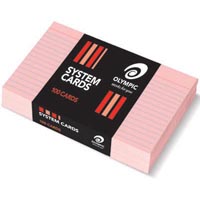 olympic ruled system cards 125 x 200mm pink pack 100