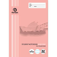 olympic np332 exercise book nsw ruling double ruled 3mm 55gsm 32 page 250 x 176mm rose pink pack 20