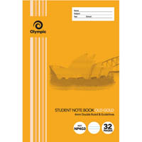 olympic np4g3 exercise book nsw ruling double ruled/guidelines 4mm 55gsm 32 page 250 x 176mm old gold pack 20