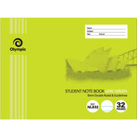 olympic nl832 exercise book nsw ruling double ruled/guidelines 8mm 55gsm 32 page 176 x 240mm lime pack 20