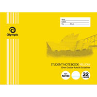 olympic nl103 exercise book nsw ruling double ruled/guidelines 10mm 55gsm 32 page 176 x 240mm yellow pack 20
