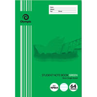 olympic np864 exercise book nsw 8mm ruling 55gsm 64 page 250 x 175mm green