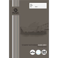 olympic np106 student note book nsw ruling 10mm 55gsm 64 page 250 x 175mm dark grey