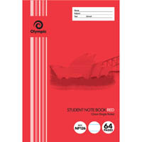 olympic np126 exercise book nsw 12mm ruling 55gsm 64 page 250 x 175mm red