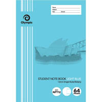 olympic npt12 exercise book nsw ruling 12mm 55gsm 64 page 250 x 176mm light blue pack 20